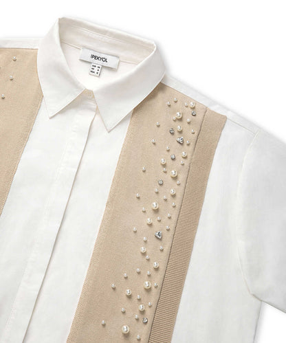 Embellished Mixed Media Shirt 