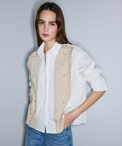 Embellished Mixed Media Shirt 