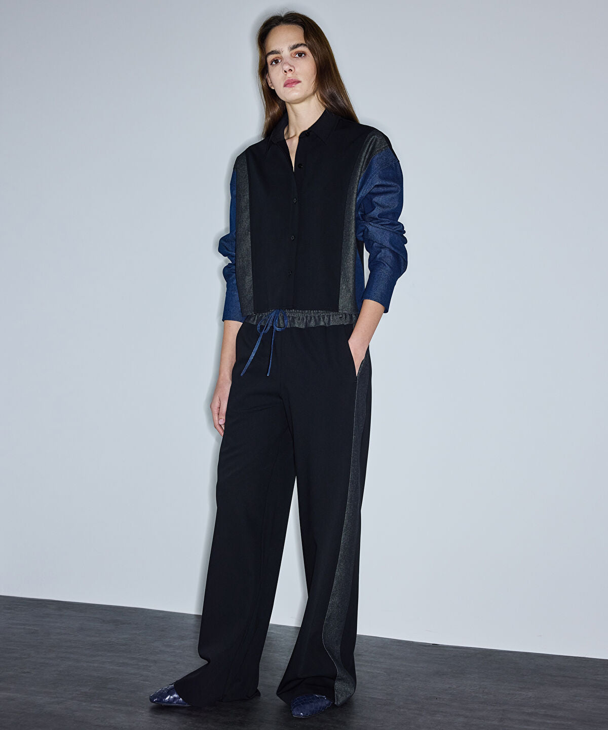 Zoomed Color-Block Mixed Shirt 