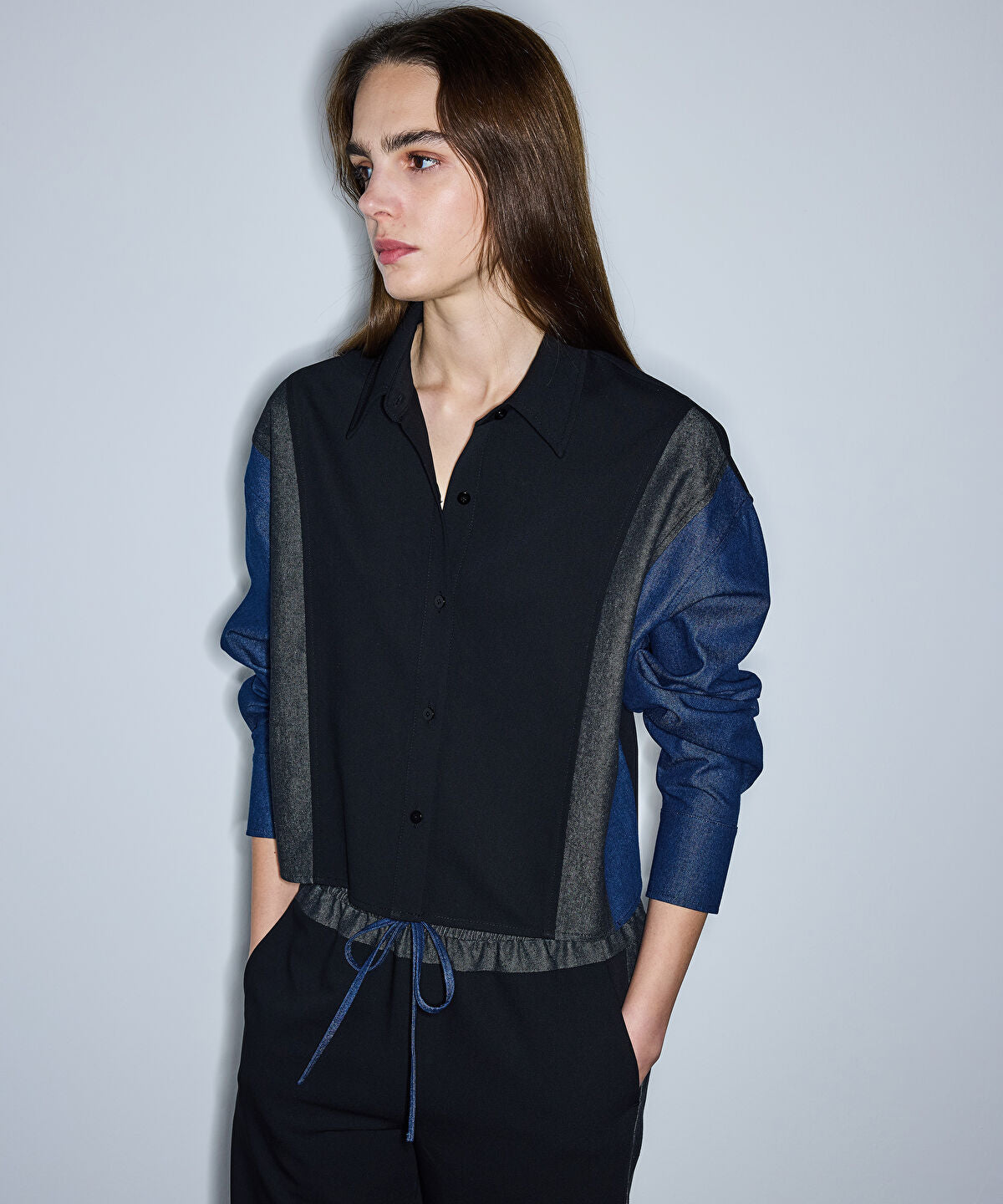 Color-Block Mixed Shirt 