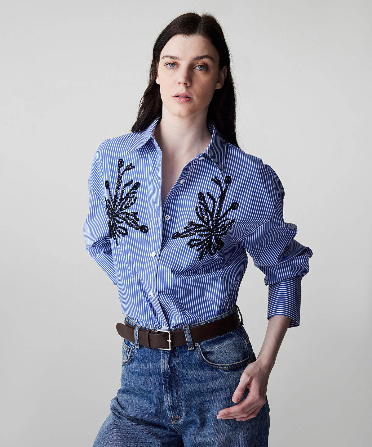 Zoomed Sequinned Striped Shirt