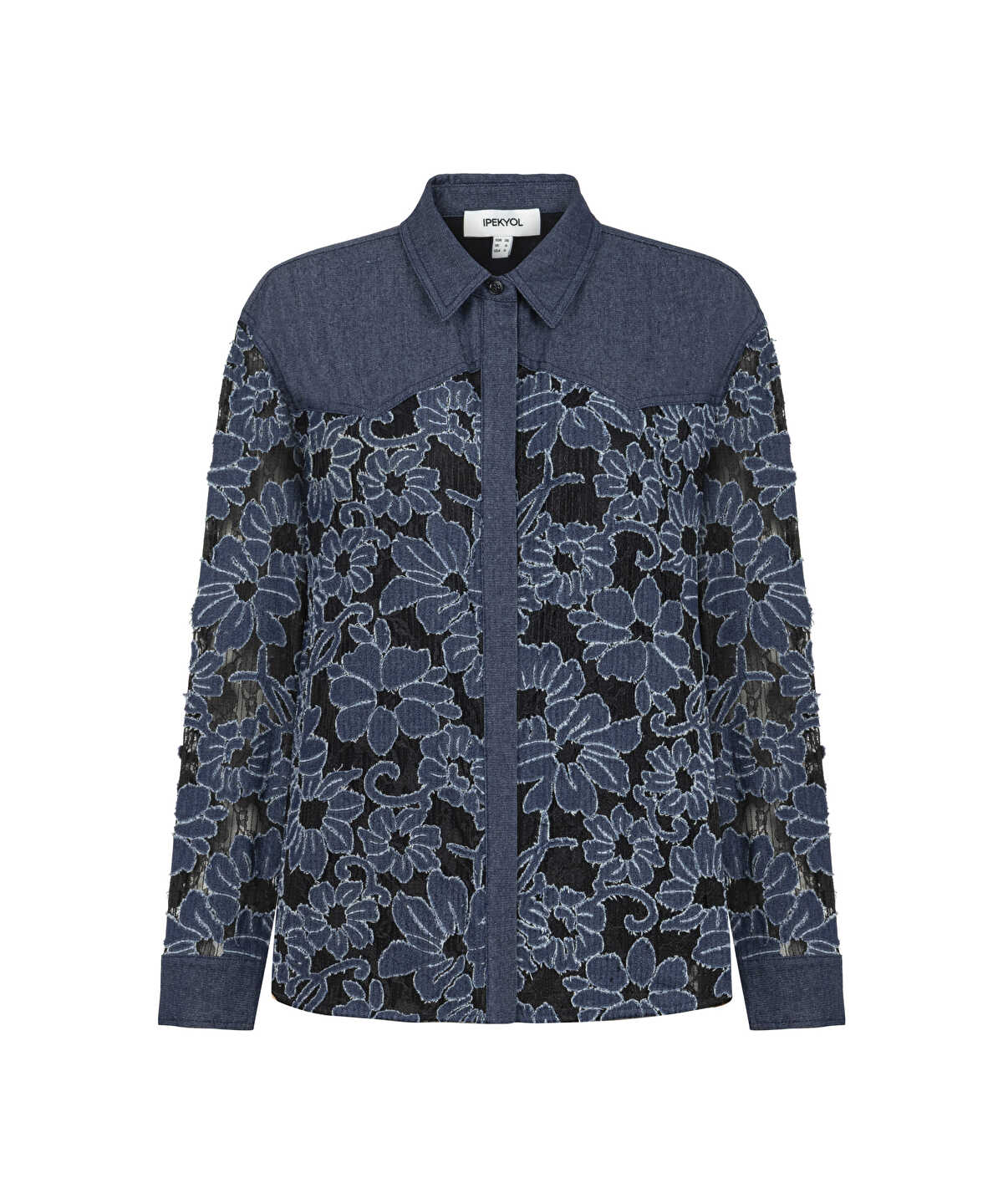 Zoomed Floral Lace Denim Shirt