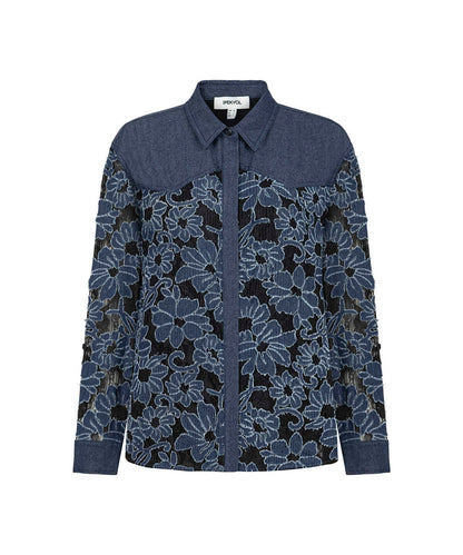 Floral Lace Denim Shirt