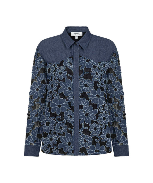 Floral Lace Denim Shirt