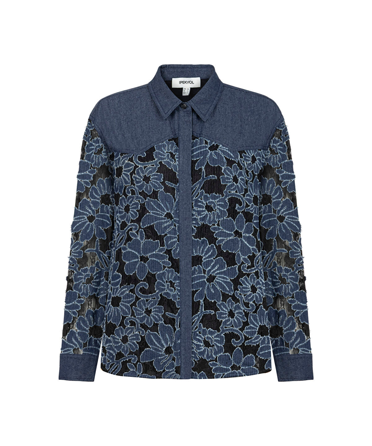 Zoomed Floral Lace Denim Shirt
