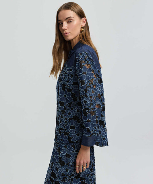 Floral Lace Denim Shirt