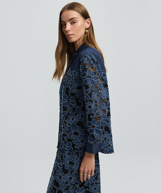 Floral Lace Denim Shirt