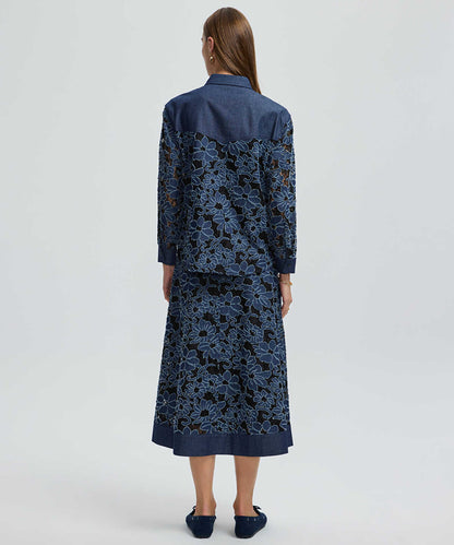 Floral Lace Denim Shirt