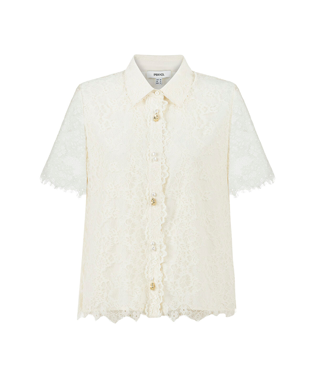 Zoomed Mixed Button Lace Shirt