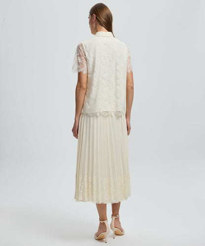 Mixed Button Lace Shirt
