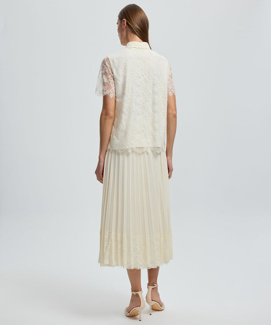 Mixed Button Lace Shirt