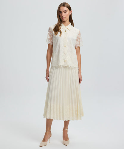 Mixed Button Lace Shirt