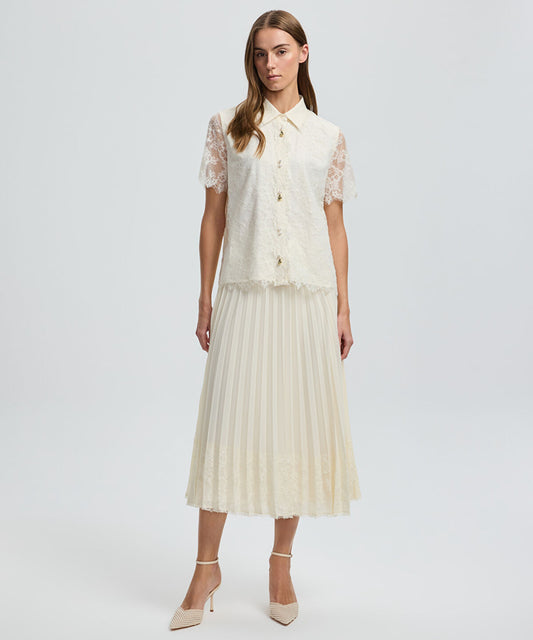 Mixed Button Lace Shirt