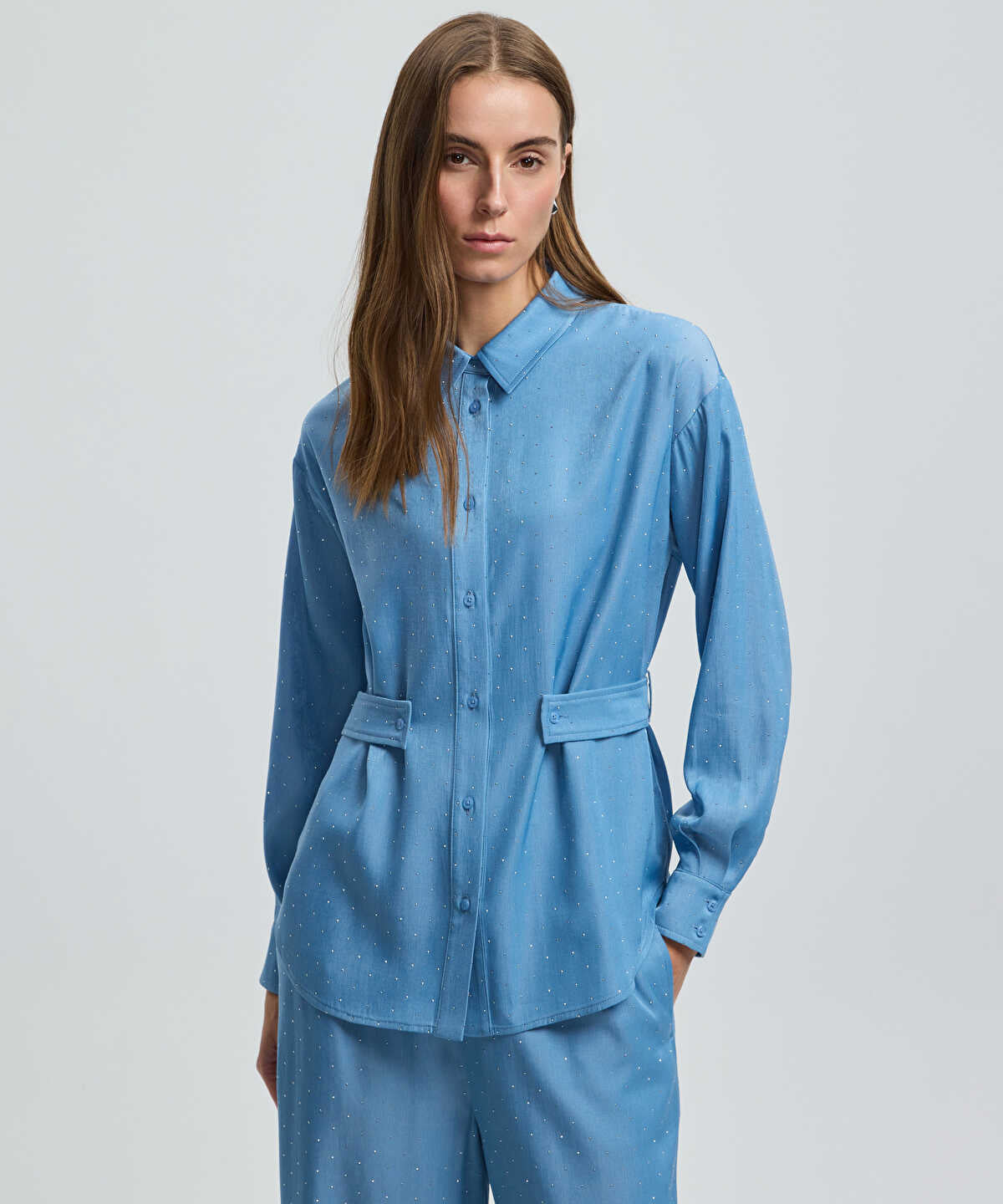 Zoomed Rhinestone Embellished Shirt