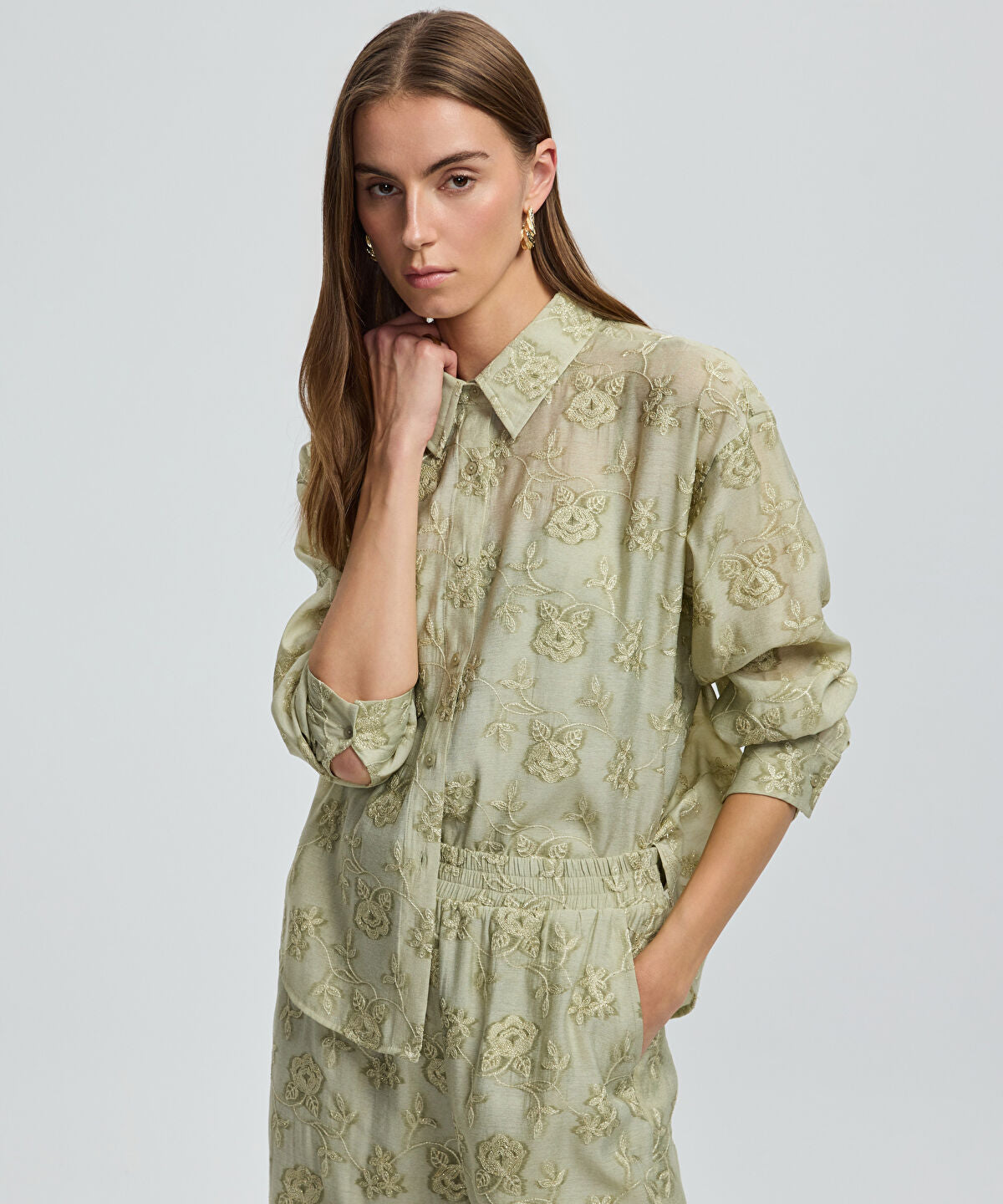 Floral Embroidered Shirt