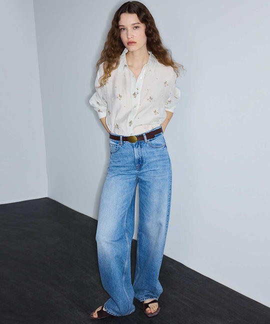Contrast Embroidered Shirt