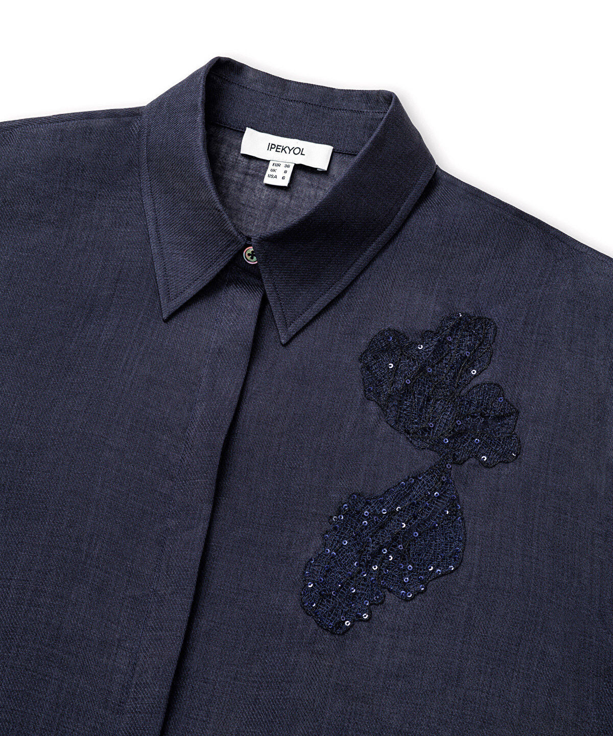 Linen Shirt with Lace Applique