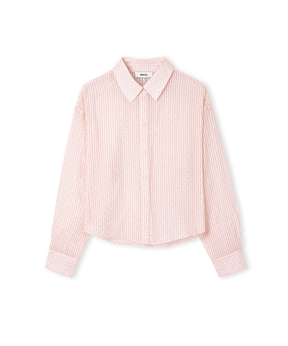 Rhinestone Embellished Striped Shirt