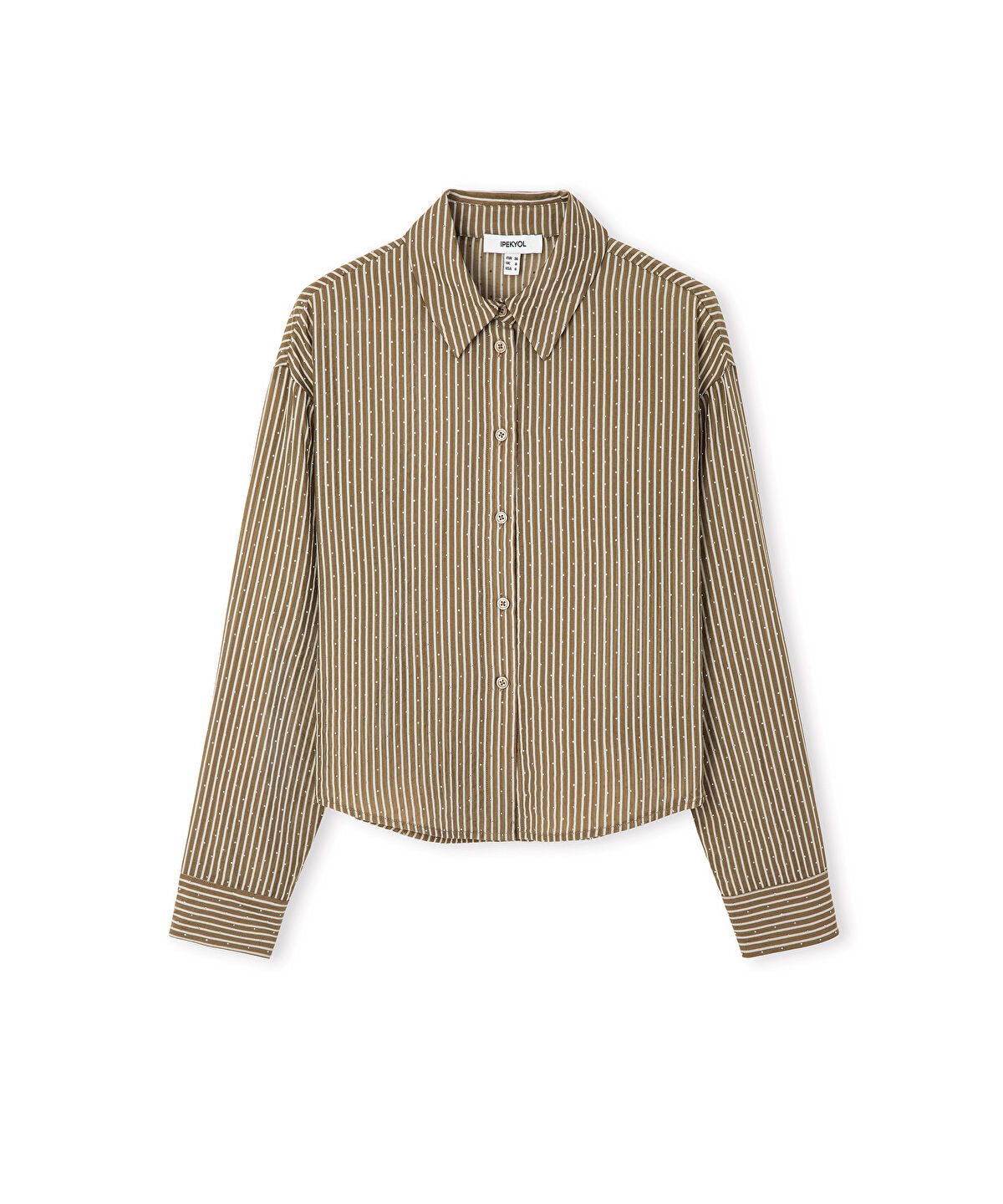 Zoomed Rhinestone Embellished Striped Shirt