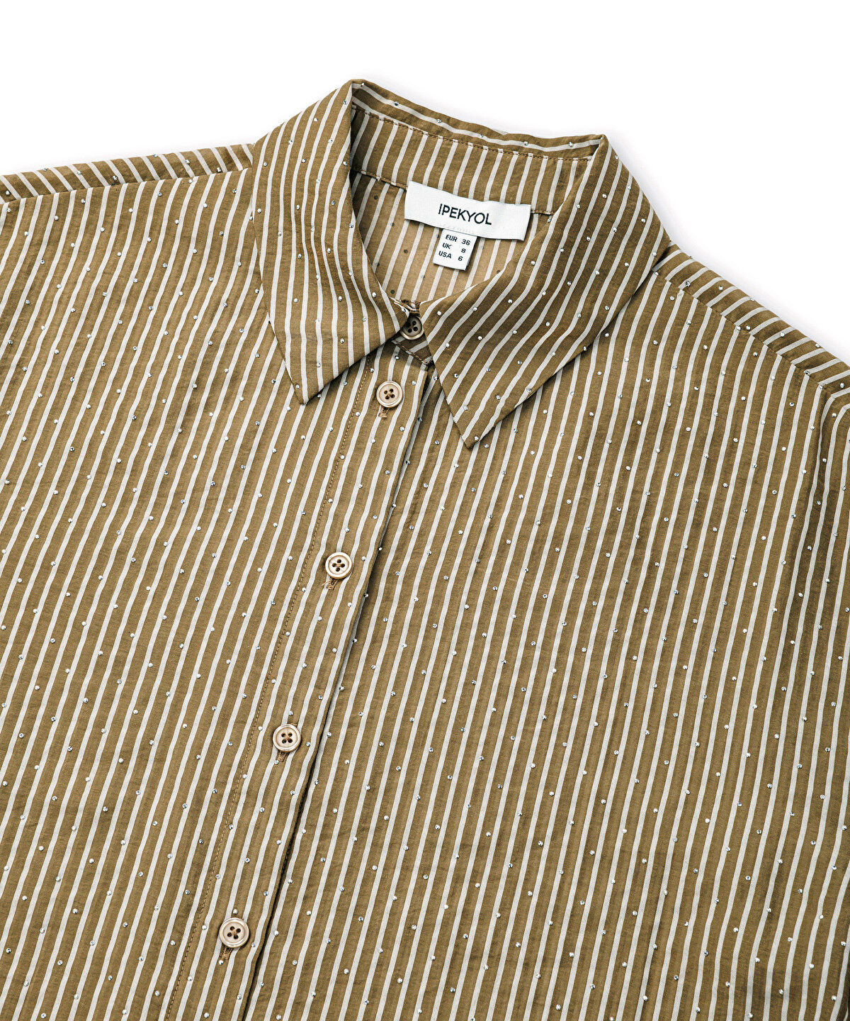 Zoomed Rhinestone Embellished Striped Shirt