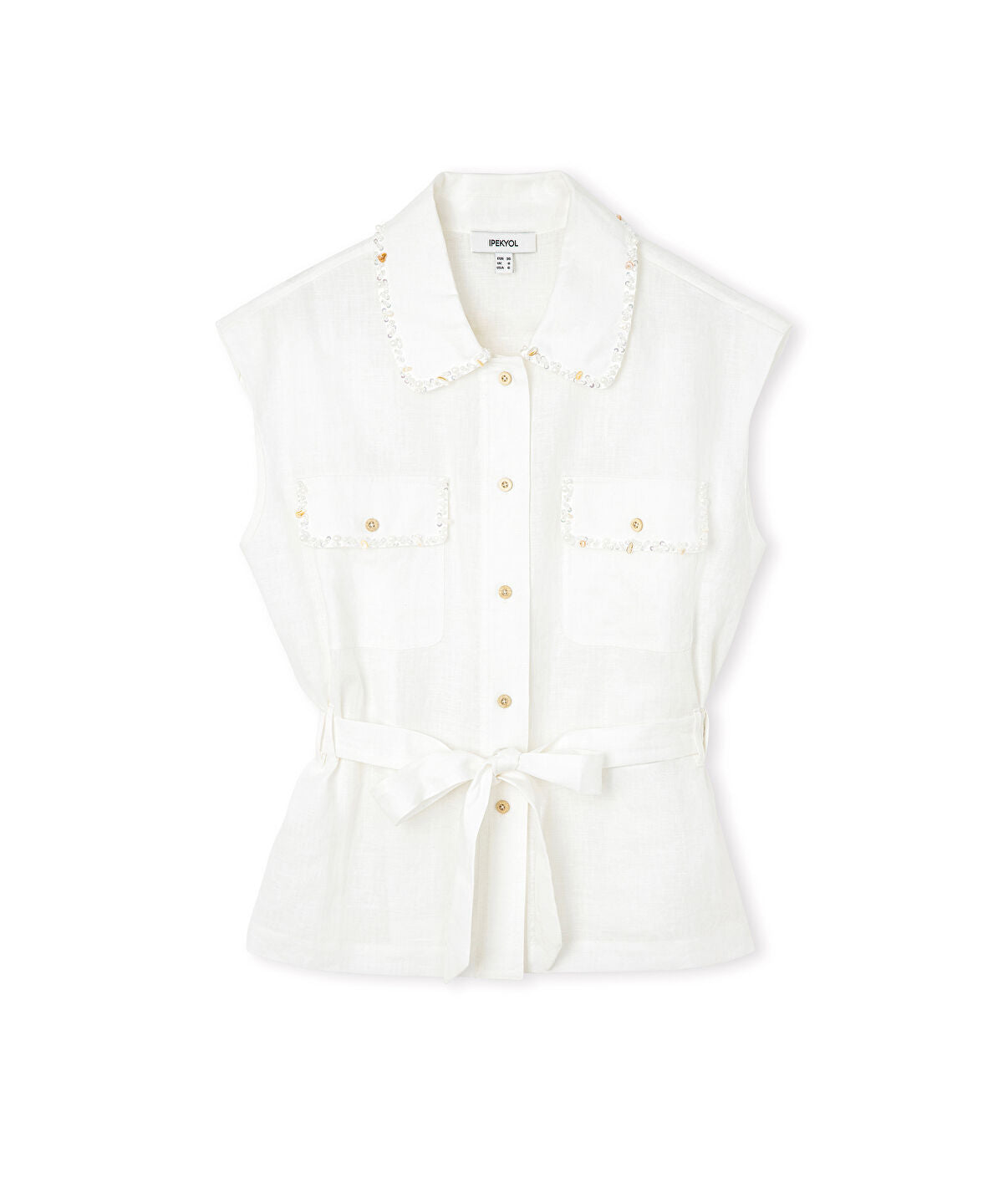 Zoomed Embellished Linen Shirt