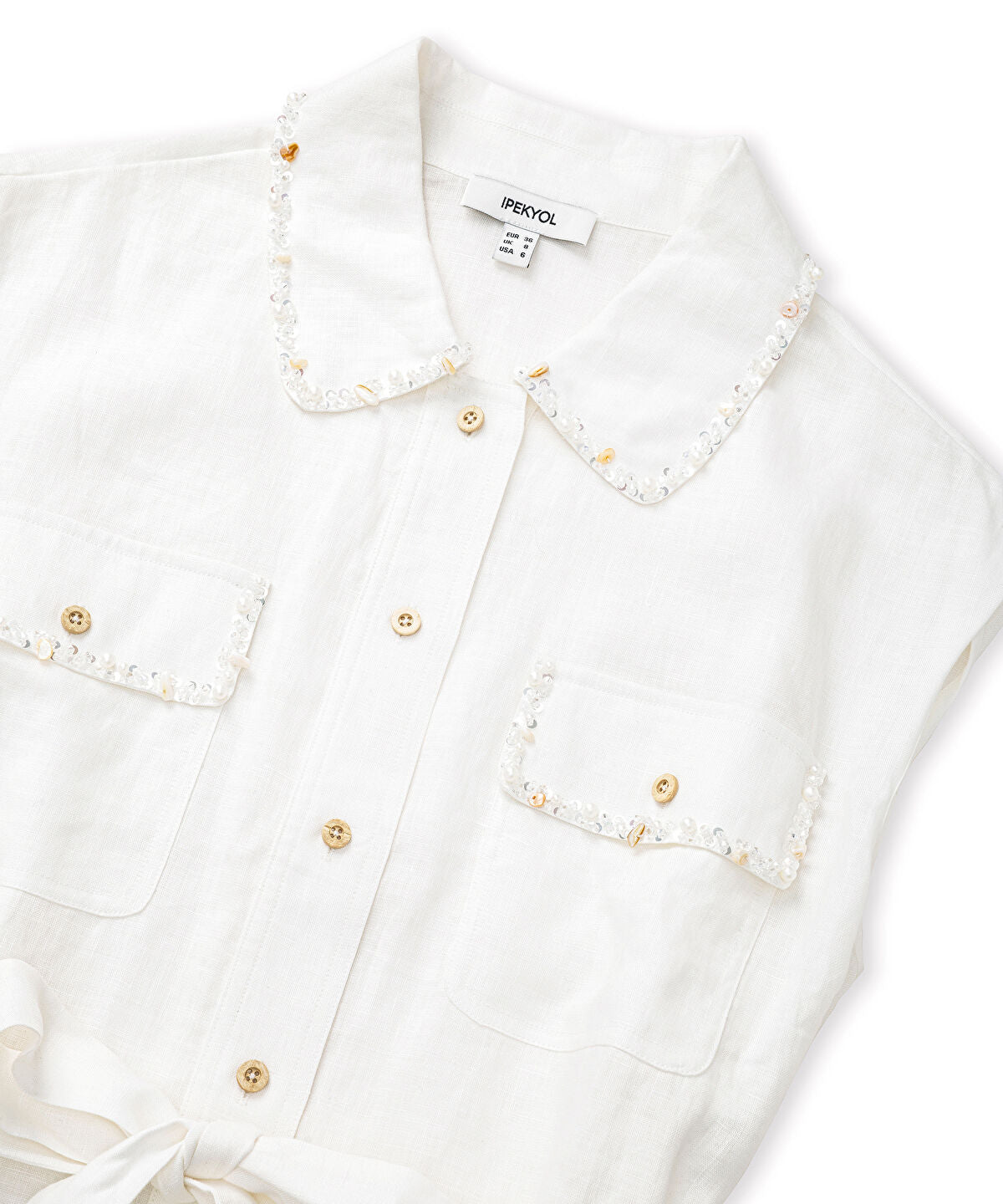 Zoomed Embellished Linen Shirt