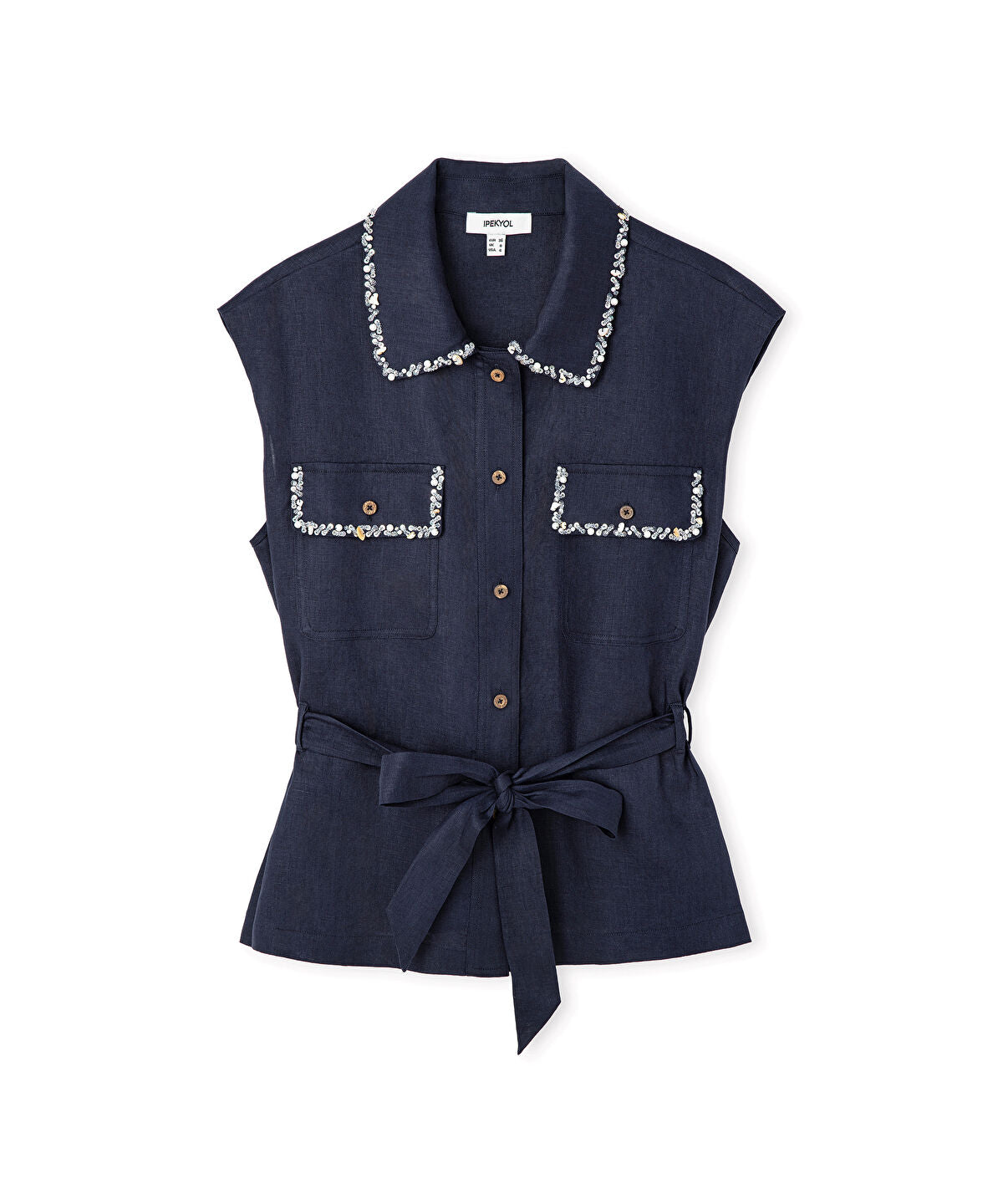 Zoomed Embellished Linen Shirt