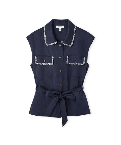 Embellished Linen Shirt
