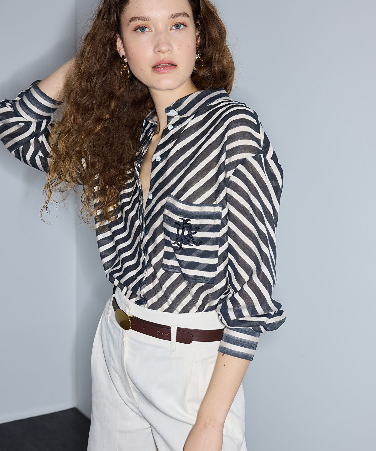 Zoomed Monogram Embroidery Shirt
