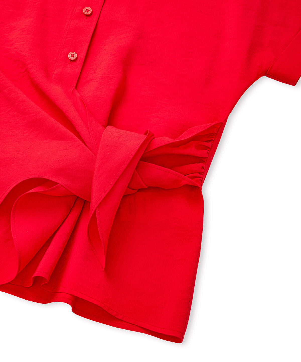 Zoomed Asymmetric Tie Waist Shirt