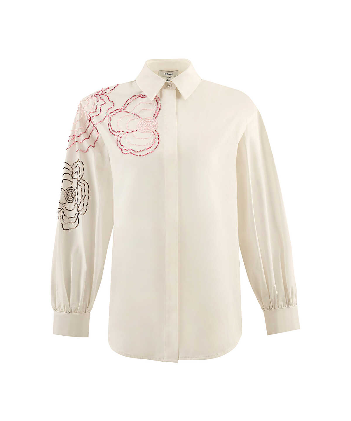 Floral Embroidered Poplin Shirt