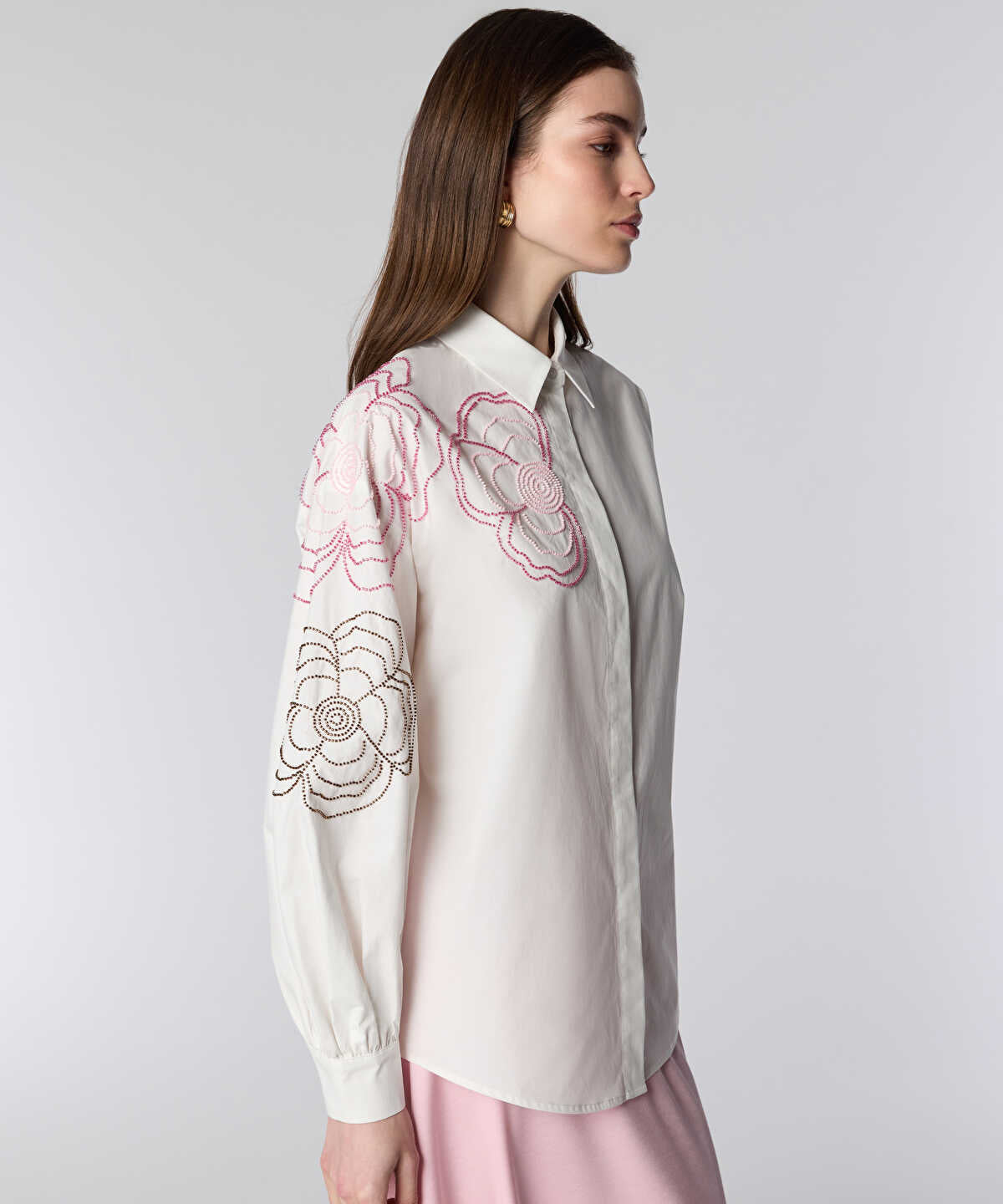 Floral Embroidered Poplin Shirt