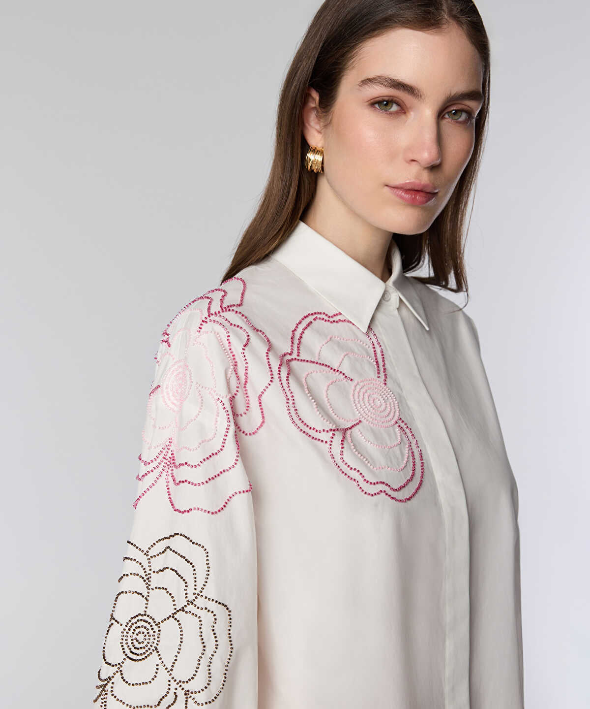 Floral Embroidered Poplin Shirt
