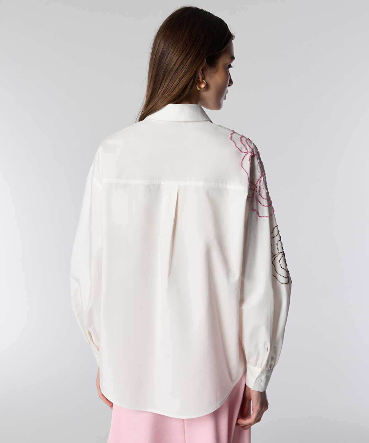 Floral Embroidered Poplin Shirt