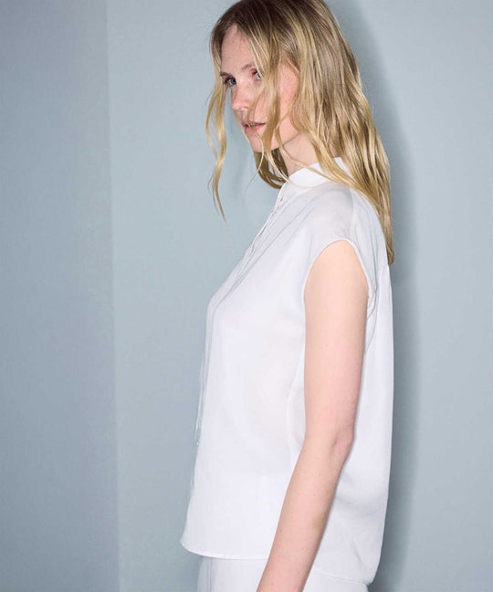 Double-Breasted High-Neck Shirt