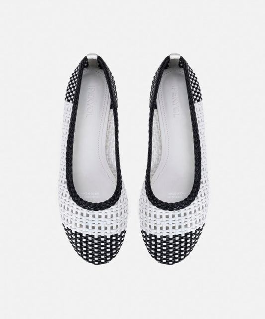 Woven Color-Block Ballet Flats