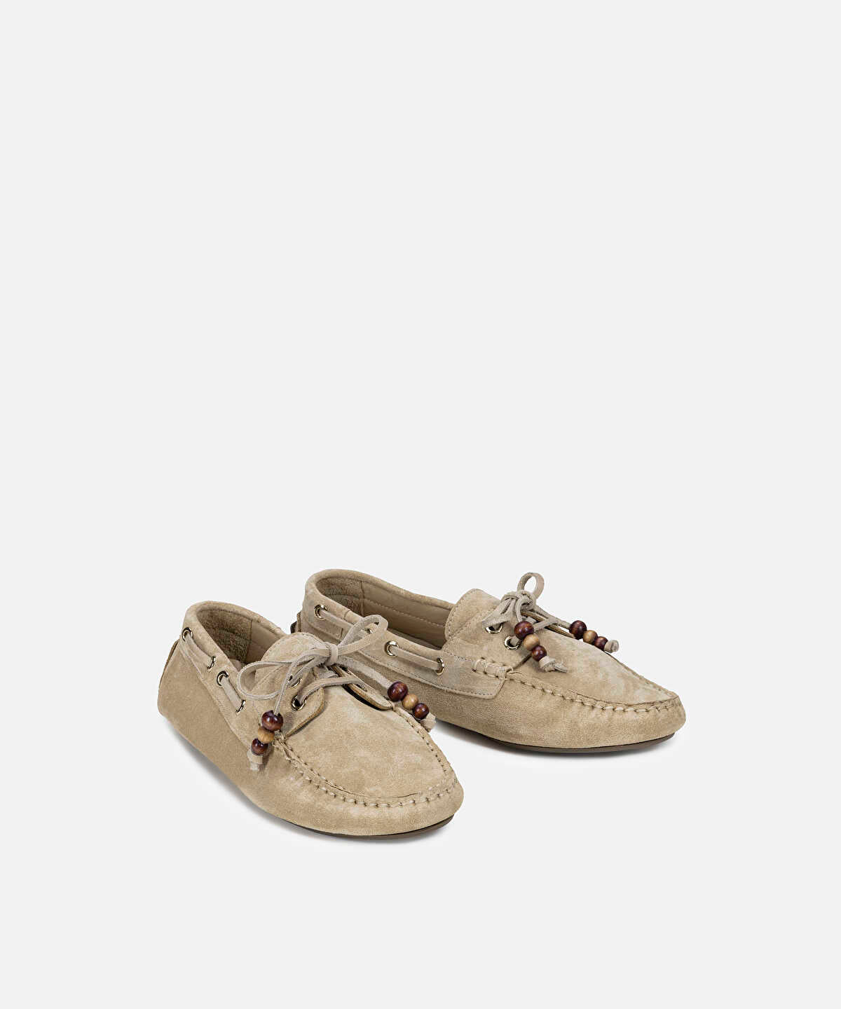 Zoomed Beaded Suede Leather Loafers
