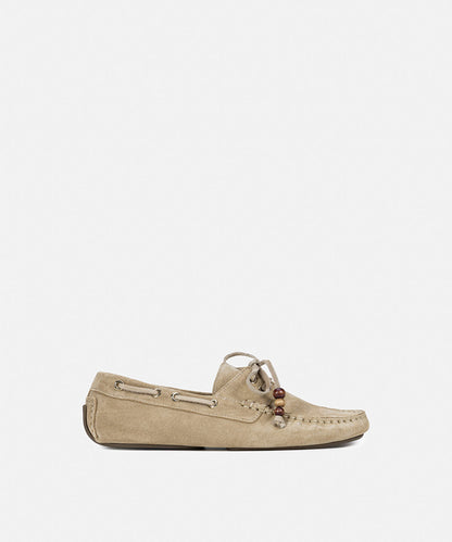Beaded Suede Leather Loafers