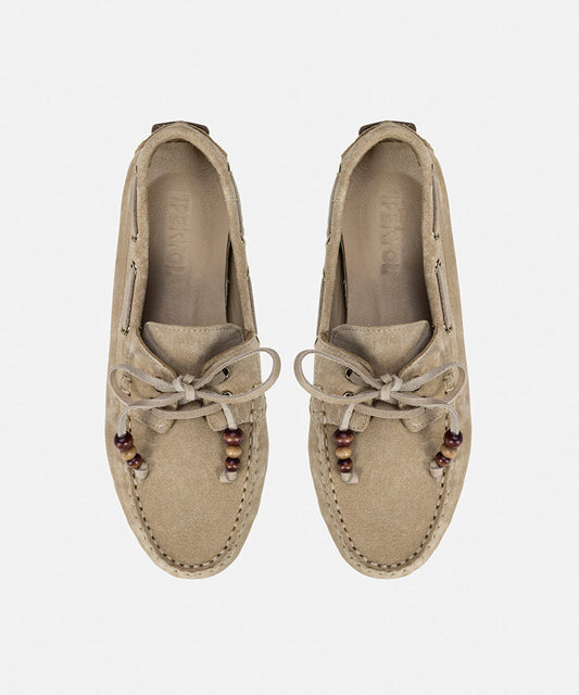 Beaded Suede Leather Loafers