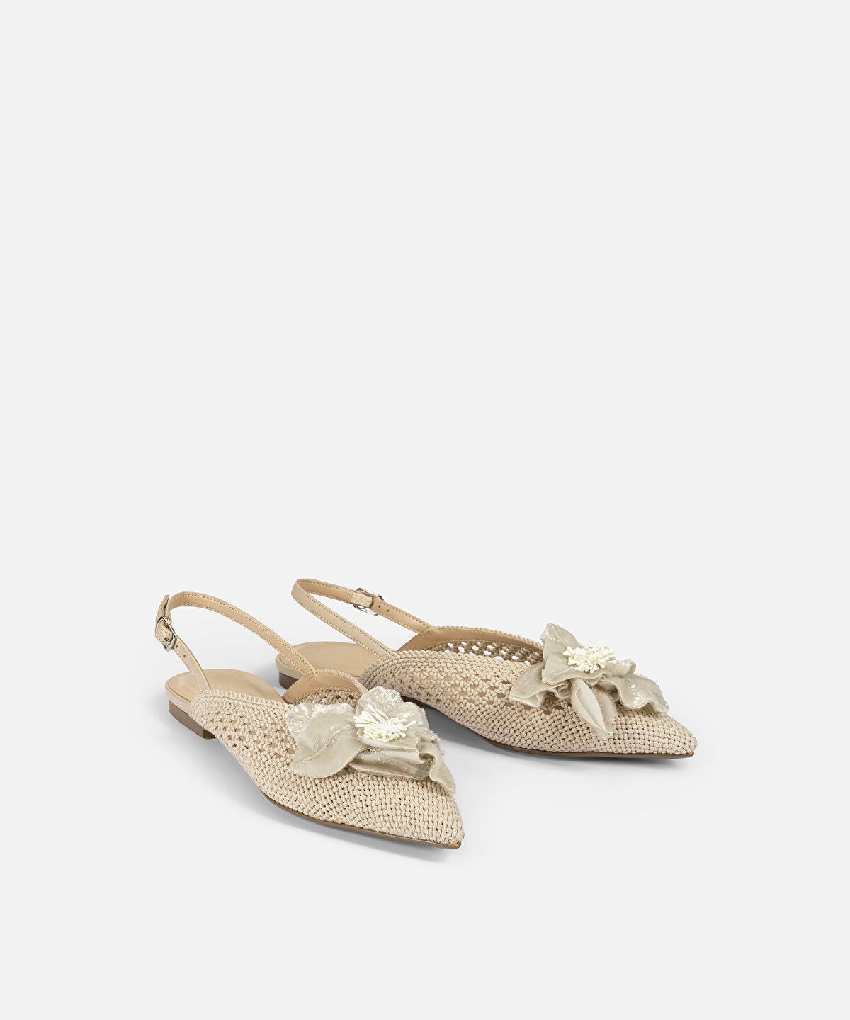 Zoomed Floral Appliqué Textured Flats