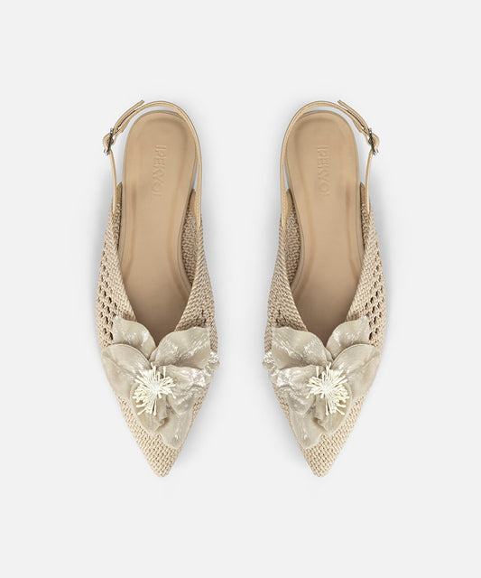Floral Appliqué Textured Flats