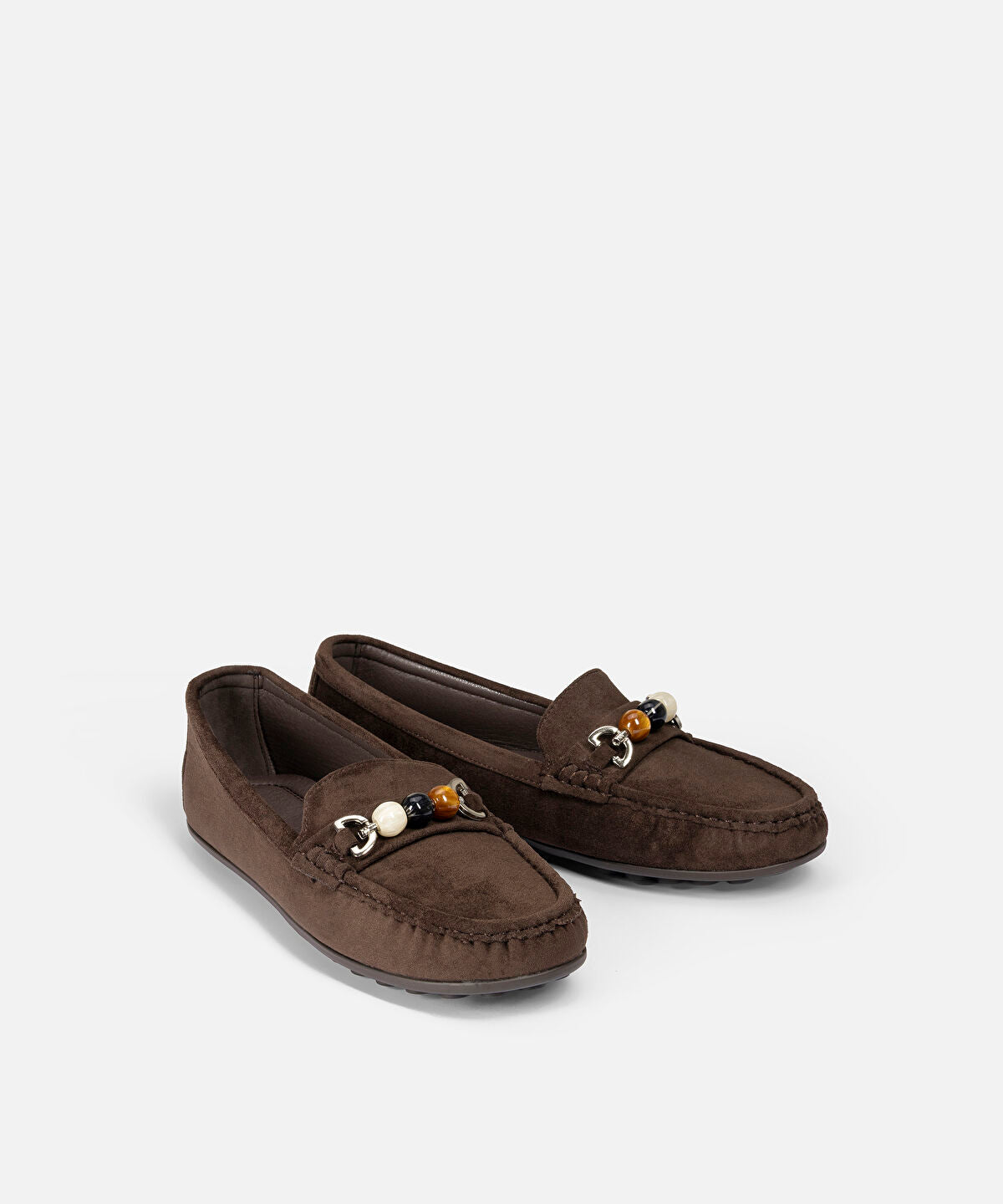 Zoomed Bead Embellished Loafers