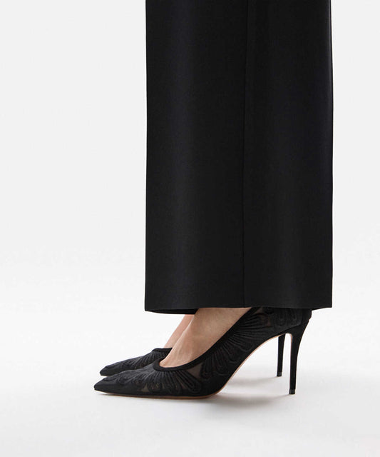 Embroidered Pointed-Toe Heels
