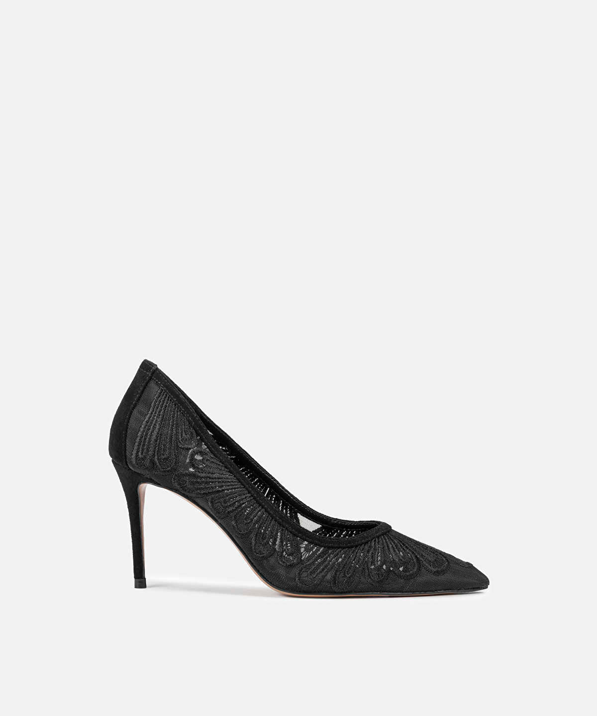 Embroidered Pointed-Toe Heels