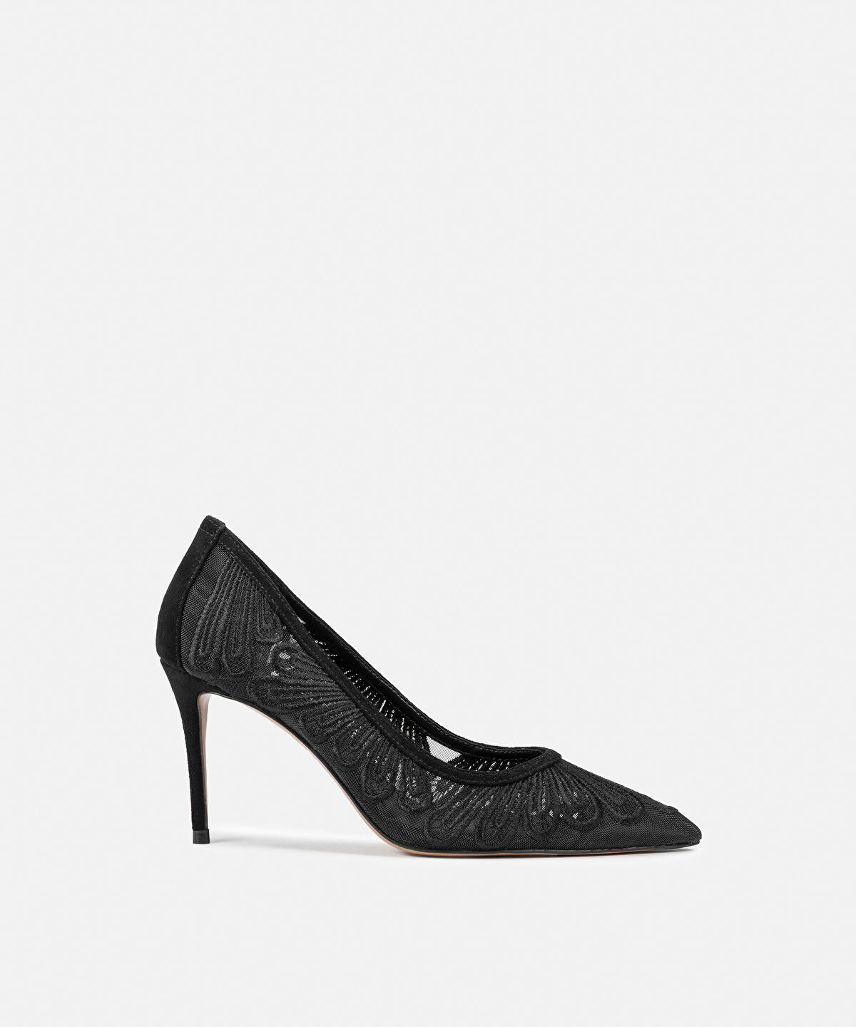 Embroidered Pointed-Toe Heels