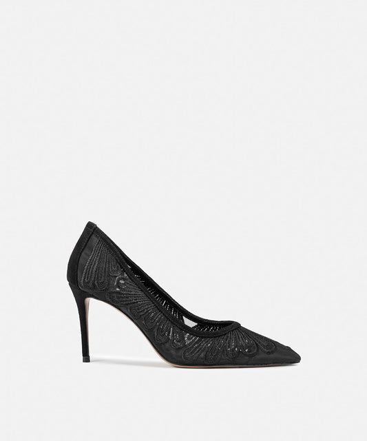 Embroidered Pointed-Toe Heels