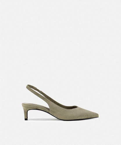 Suede-Effect Slingback Heels