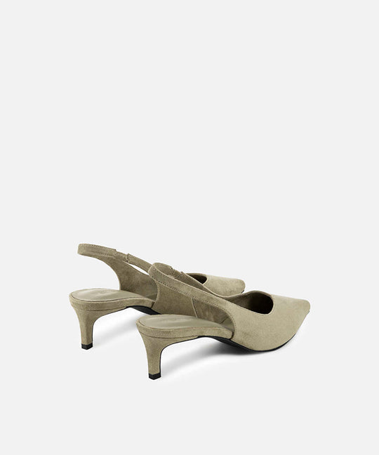 Suede-Effect Slingback Heels
