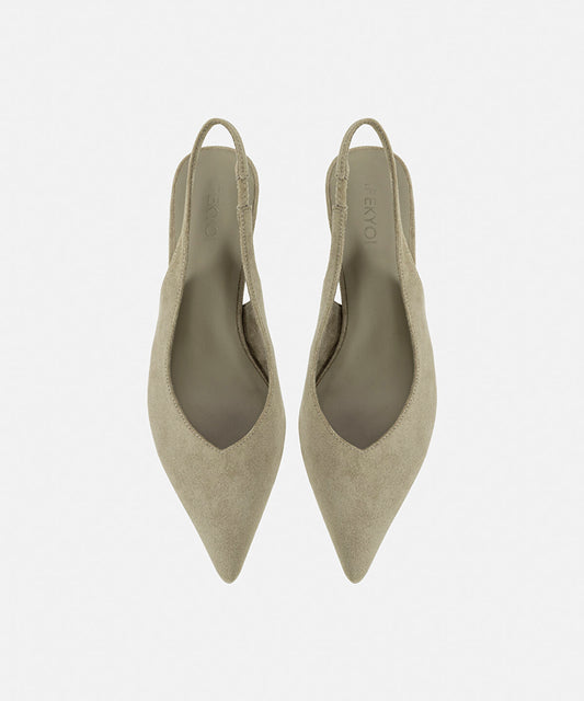 Suede-Effect Slingback Heels