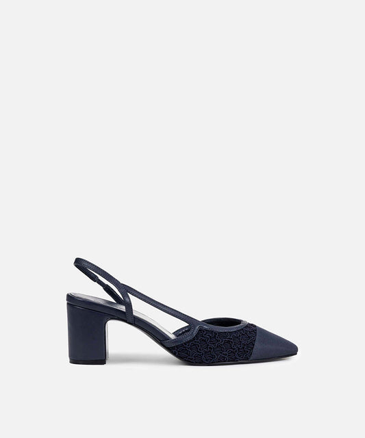Contrast-Textured Slingback Heels